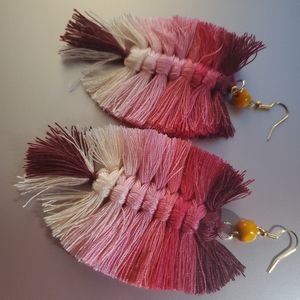 Hot Pink Tassel Earrings